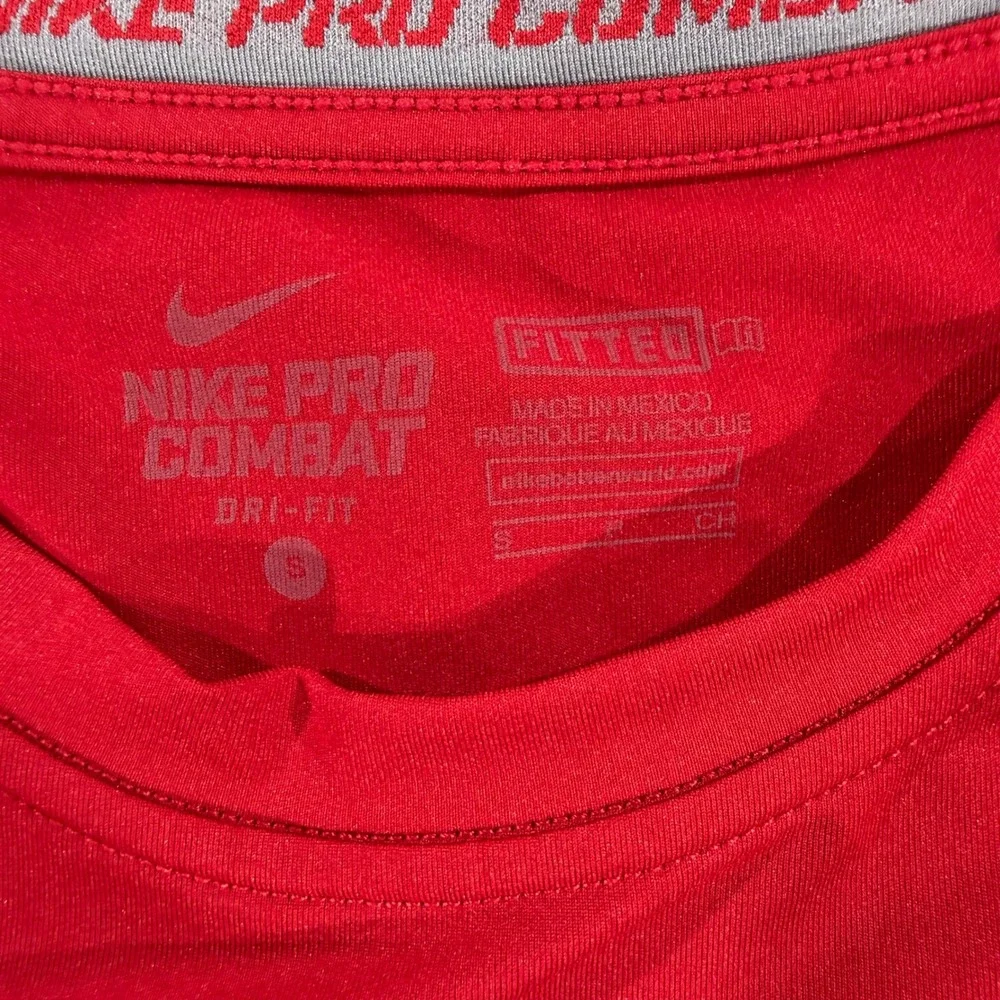 Nike Pro Combat Dri-FIT Mens Red Long Sleeve Compression Shirt Small